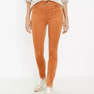 Loft Women’s Pants Size 30/10 Petite Burnt Orange Corduroy High Waist Skinny NEW